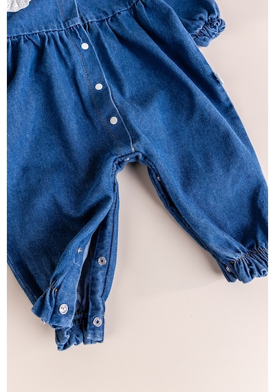 Baby Mod Fistolu Bebe Yaka %100 Pamuk Denim Kız Bebek Kot Tulum Mavi