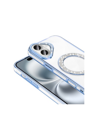 Nihcase Apple Uyumlu iPhone 16 Plus Kılıf Karetta Diamod Taş Desenli Magsafeli Kapak