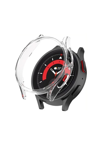 Samsung Galaxy Watch 5 Pro 45mm İçin Kılıf 360 Full Round Soft Silicone Şeffaf Galaxy Watch 5 Pro 45mm İle Uyumlu Kılıf - Şeffaf