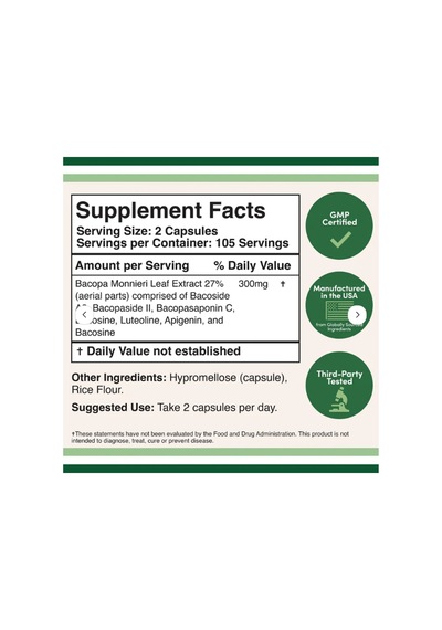 Double Wood Bacomind Bacopa Extract 300mg 210 Capsul.4038