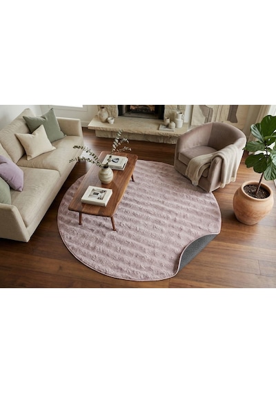 Dream Soft Yuvarlak Pembe Yumuşak Yüzeyli Kaymaz Makinede Yıkanabilir Halı Renkli