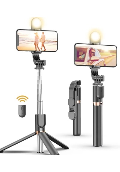 3 Renk Işıklı Ve Kumandalı Masa Üstü Tripod Selfie Çubuğu K8