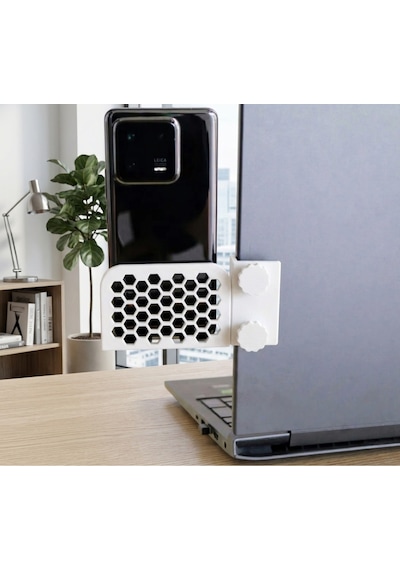 Monitör & Laptop Yan Telefon Tutucu Aparat Yan Montajlı Universal Telefon Standı