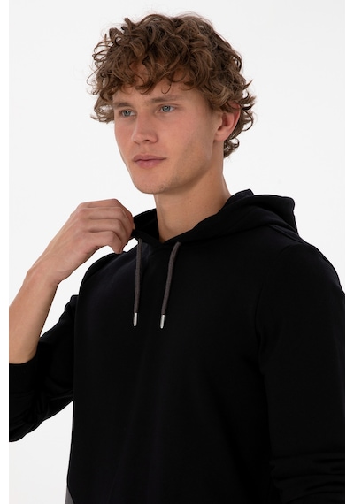 U.S. Polo Assn. Erkek Regular Fit Kapüşonlu Siyah Sweatshirt 50315691-VR046