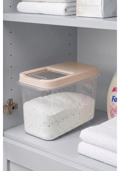 Çok Amaçlı Saklama Kabı 10lt Multibox- Erzak Bakliyat Deterjanlık Saklama Kutusu Bej