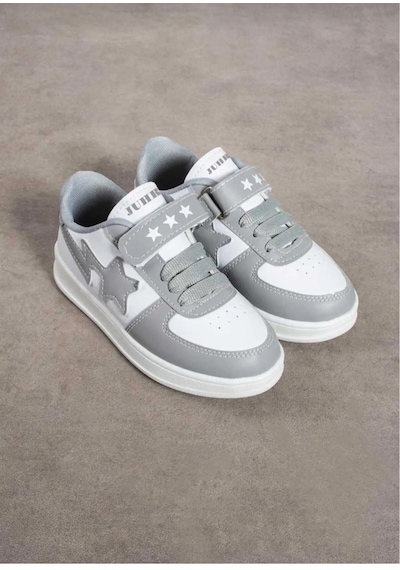 Outlet Ayakkabı Deposu Unisex Çocuk Spor Ayakkabı Beyaz - Gri