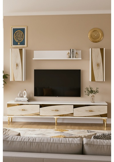 Tvr1813btg - Elips Tvr180 Ünitesi Takım Beyaz - Traverten - Gold 180cm Tvr1813btg - Elips Tvr180 Ünitesi Takım Beyaz - Traverten - Gold 180cm