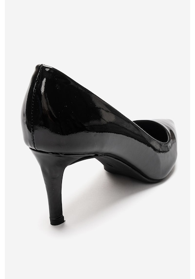Luvi Shoes Clyde Siyah Rugan Hakiki Deri Kadın Topuklu Ayakkabı Rugan Siyah