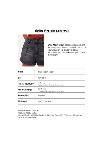Itsbasic Kadın Koyu Füme 2s6-1 Mini Pileli Denim Şort Çok Renkli