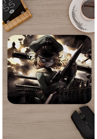 Youjo Senki Kaymaz Dikişli Kauçuk Oyuncu Mousepad V4 - 22x18 Gaming Mouse Pad Fare Altlığı