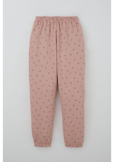 Breeze Kız Çocuk Pijama Takımı Minimal Mini Desenli 4-8 Yaş, Gülkurusu Gülkurusu