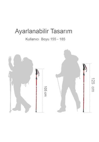 Katlanabilir Trekking Yürüyüş Batonu 105-125cm Hafif Karbon Çelik Mavi