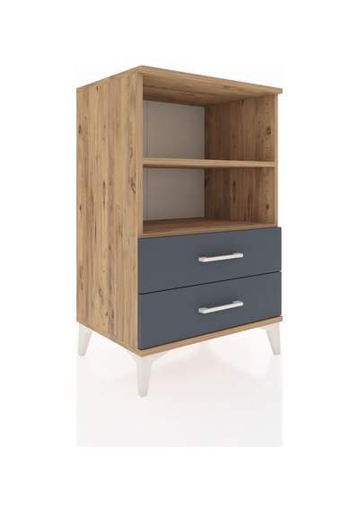 Hyperion Komodin 2 Raflı 2 Çekmeceli 60x44x96 Çam-antrasit Atlas Çam