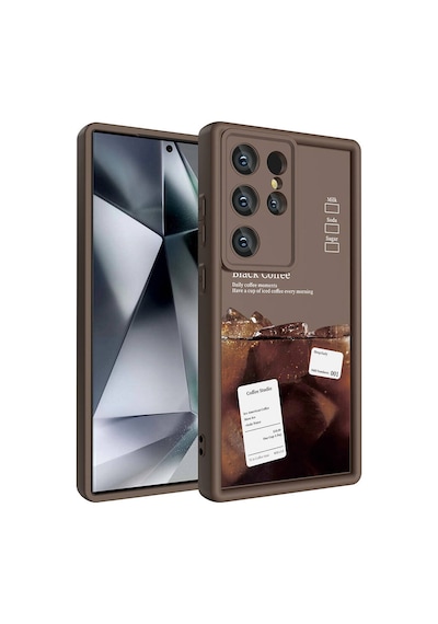 More Tr Samsung Uyumlu Galaxy S23 Ultra Kılıf Kamera Korumalı Baskılı Arka Yüzey Mtr Klas Kapak - Açık Kahve