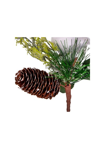 Yılbaşı Çiçeği Pike Berry Kuşlu Kozalaklı Yeşil - 20 Cm