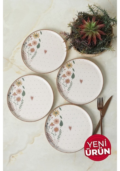 Keramika Soft Bloom Nordic Pasta Tabağı 22 Cm 4 Adet 22875 Çok Renkli