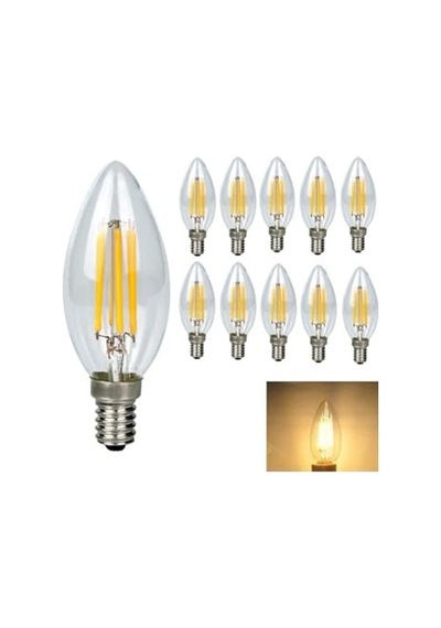 Ayrex Rustik Led Ampul 4w E14 Ince Duy Gün Işığı 3000k 10 Adet Cata Erd25 Düz Mum Ampul Diğer