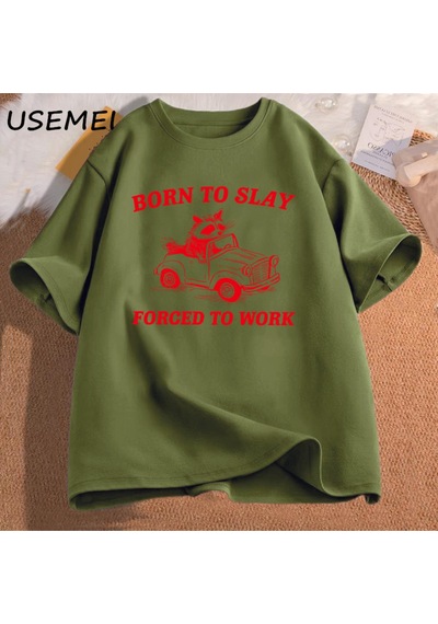 Flood Of Style Doğan Öldürmek Zorunda T Shirt Çalışmak Boy Retro Karikatür Grafik T Shirt Meme Çöp Panda T-s Yeşil