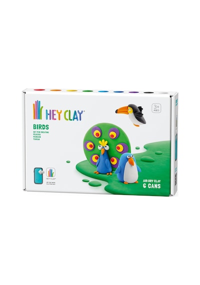Hey Clay Hava İle Kuruyan Kil 6'lı Kutu - Kuşlar Tukan, Penguen, Tavuskuşu