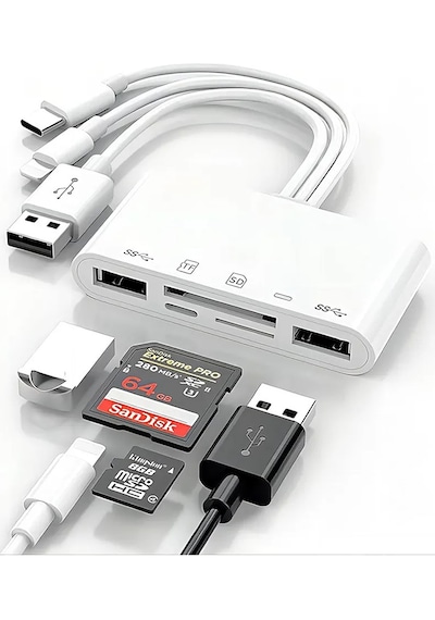 Type-c Usb Lightning Otg Apple iPhone  Uyumlu  Tf Sd Micro Kart Okuyucu Card Çevirici Dönüştürücü Adaptör