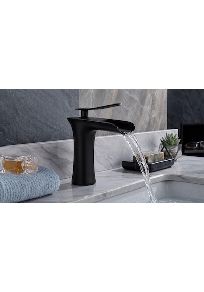Edge Kısa Lavabo Bataryası Mat Sıyah Siyah