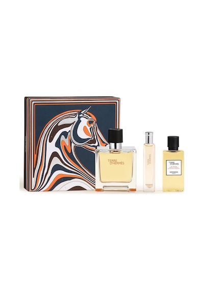 Hermes Terre D'hermes Parfum 75 Ml + 15 Ml + Shower Gel 40 Ml Erkek Parfüm Seti Aromatik