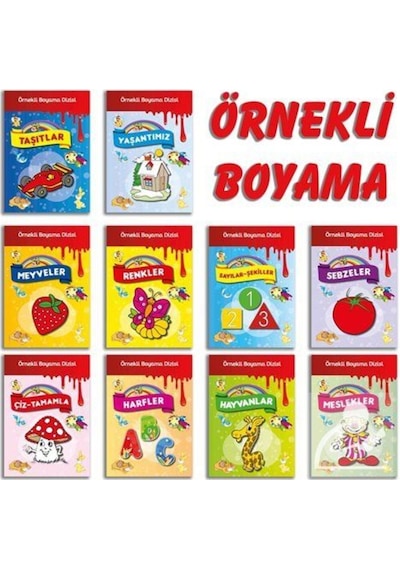 Örnekli Boyama Dizisi Renkli 10 Kitap Set / Kolektif