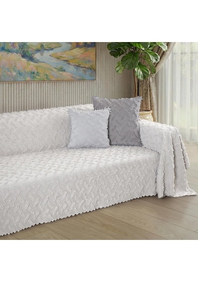 Ponela Koltuk Örtüsü Kaymaz Bohem Punch Kabartmalı 3 Boyutlu 175x350 Cm X- Large Kaymaz, Kil