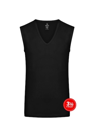 Sementa SAM Erkek Modal Derin V Yaka Kolsuz Tshirt 3'lü Paket - Siyah Sementa SAM Erkek Modal Derin V Yaka Kolsuz Tshirt 3'lü Paket - Siyah