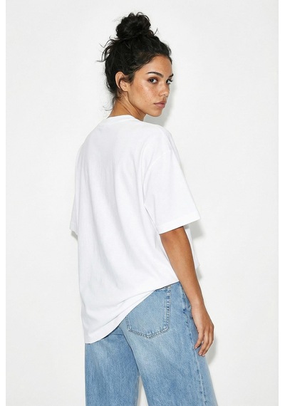 Shade Kadın Pamuk Bisiklet Yaka Maymun Punch Baskılı Oversize T-shirt Öt261035 60286081 - Beyaz Standart