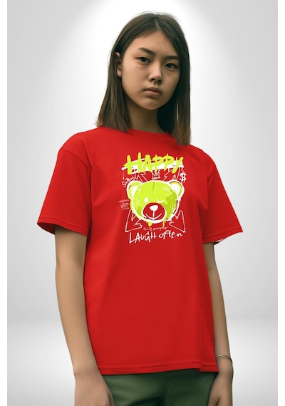 Sık Sık Mutlu Gülmek Teddy Bear Pamuklu Bisiklet Yaka Unisex Oversize Boyfriend Dijital Baskılı Kırmızı T-shirt Kırmızı Sık Sık Mutlu Gülmek Teddy Bear Pamuklu Bisiklet Yaka Unisex Oversize Boyfriend Dijital Baskılı Kırmızı T-shirt Kırmızı