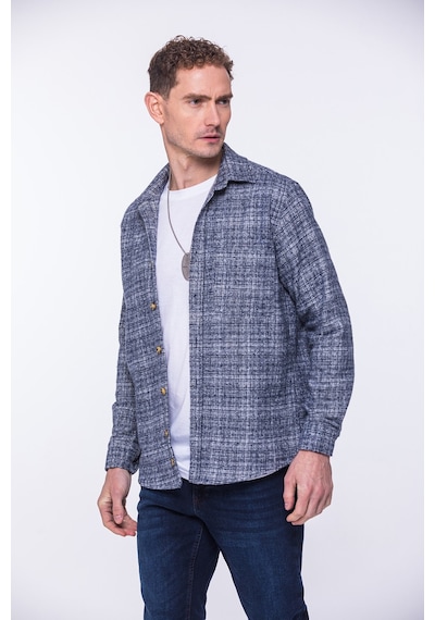 Erkek Oversize Yeni Sezon Gömlek Yaka Pamuklu Oduncu Hediye Kutul Lacivert