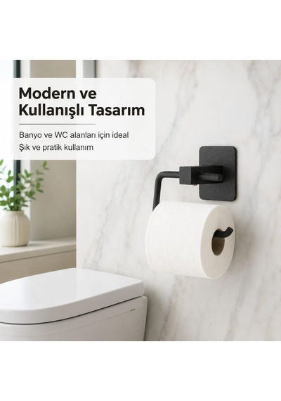 Tr Yapışkanlı Siyah Kare Açık Tuvalet Kağıtlığı Wc Kağıtlık Tuvalet Kağıdı Askısı Diğer