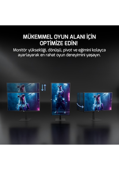 Gamepower Kaze Dual 27'' 0.5ms 4k 160hz - Fhd 320hz Fast Ips Pivot Dual Mod Gaming Monitör  Ölü Piksel Garantili