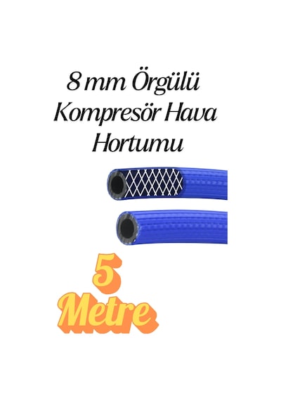 5 Metre Kompresör Hava Hortumu 8 Mm Termo Hortum Mavi Thermo Hortum Basınca Dayanıklı Hortum