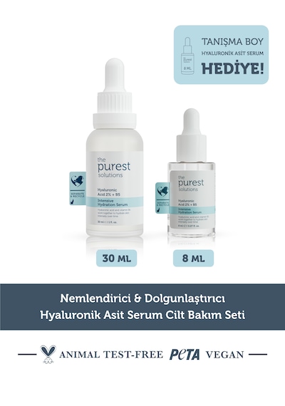 Nemlendirici & Dolgunlaştırıcı Hyaluronik Asit Serum Cilt Bakım Seti: 30 Ml Serum + 8 Ml