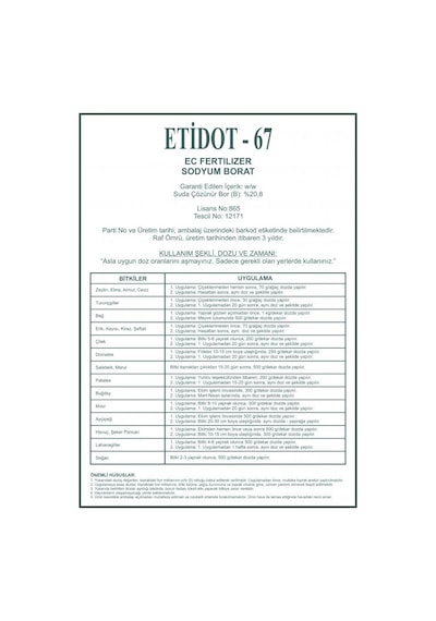 Bor Etidot 67 Etibank 20KG Zirai Bor