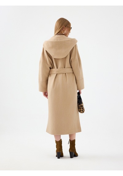 Oversize Kadın Kaban Bej