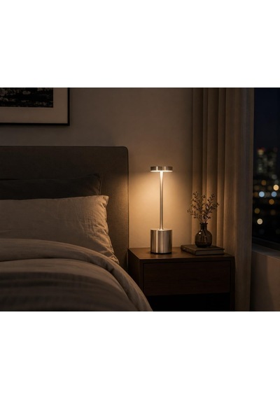 Şarjlı Led Masa Lambası 3 Işık Sıcaklığı Ve Parlaklık Ayarı, Dokunmatik Kontrol, Yüksekliği 34.5 Cm, Alt Tabanı 8 Cm Şık Ve Modern Tasarım, Kullanım Kolaylığı Ymn-8 Silver Diğer