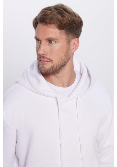 Tudors Unisex Oversize Geniş Kesim Pamuklu Yumuşak Dokulu İçi Polarlı Basic Beyaz Kapüşonlu Sweatshirt-29401 Beyaz Tudors Unisex Oversize Geniş Kesim Pamuklu Yumuşak Dokulu İçi Polarlı Basic Beyaz Kapüşonlu Sweatshirt-29401 Beyaz