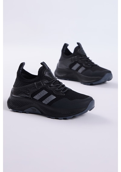Tonny Black Çocuk Unisex Siyah Füme Rahat Kalıp Nefes Alabilen Kumaş Bağcıklı Sneaker TBTMKD015