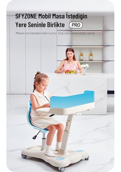 Sfyzone Plus Mobil Çalışma Masası Mavi Beyaz  -  Mavi