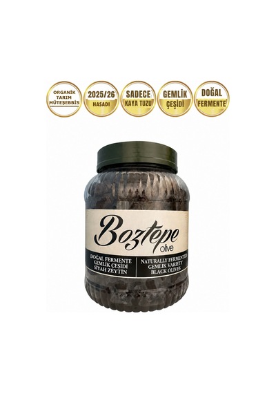 Boztepe Gemlik Çeşidi Siyah Sele Zeytin Doğal Fermente 1500 G