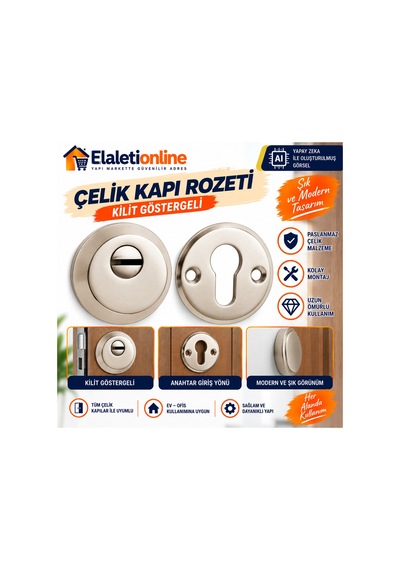 Çelik Kapılar İçin Rozet Çelik Kapı Rozeti Saten Arkalı Önlü Takım - 925253040
