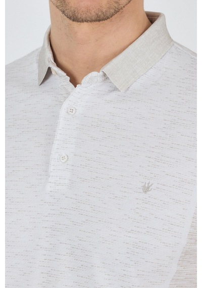 Kısa Kol Baskılı Pike Polo Yaka Cepsiz Slim Fit Tişört 1011250167 Bej