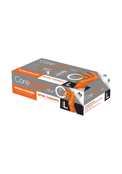 Nitril Turuncu Power Pudrasız Muayene Eldiveni L - 1 Paket 50 Li