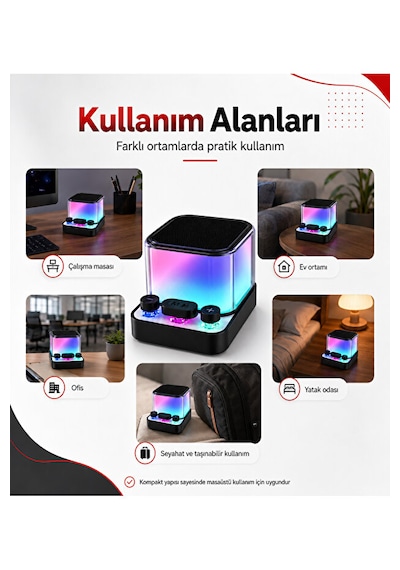 Mini Bluetooth Hoparlör Rgb Işıklı 5w Tws Fm Radyo Micro Sd Kart Destekli Şarjlı Ses Bombası Henüz Yorum Yazılmamış.