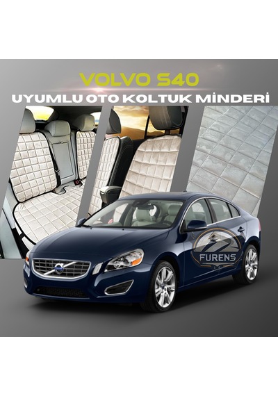 Volvo S40 Bej Renk Tay Tüyü Cepli & Terletmez Sırtlı Oto Koltuk Minder Seti - Koltuk Koruma Kılıfı Ön & Arka Tam Set