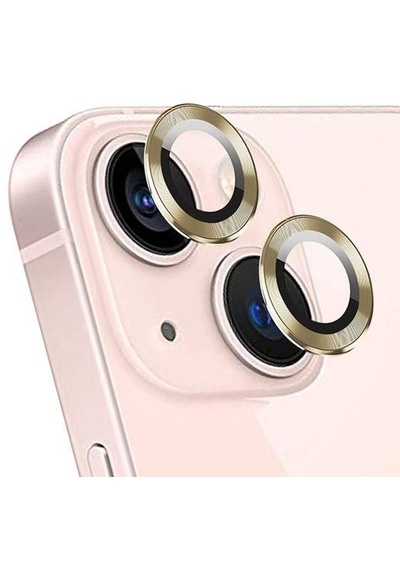 Ennar Apple Uyumlu iPhone 15 Plus 6.1'' Metal Çerçeveli Kamera Koruma Lensi Altın Altın