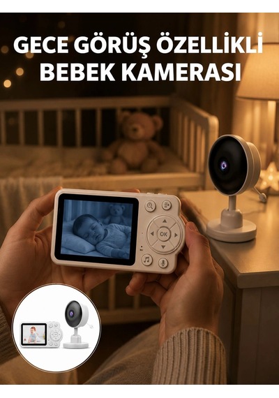 Gece Görüşlü Kablosuz Bebek Monitörü Ağlama Ve Hareket Algılama Yeni Nesil Belirtilmemiş